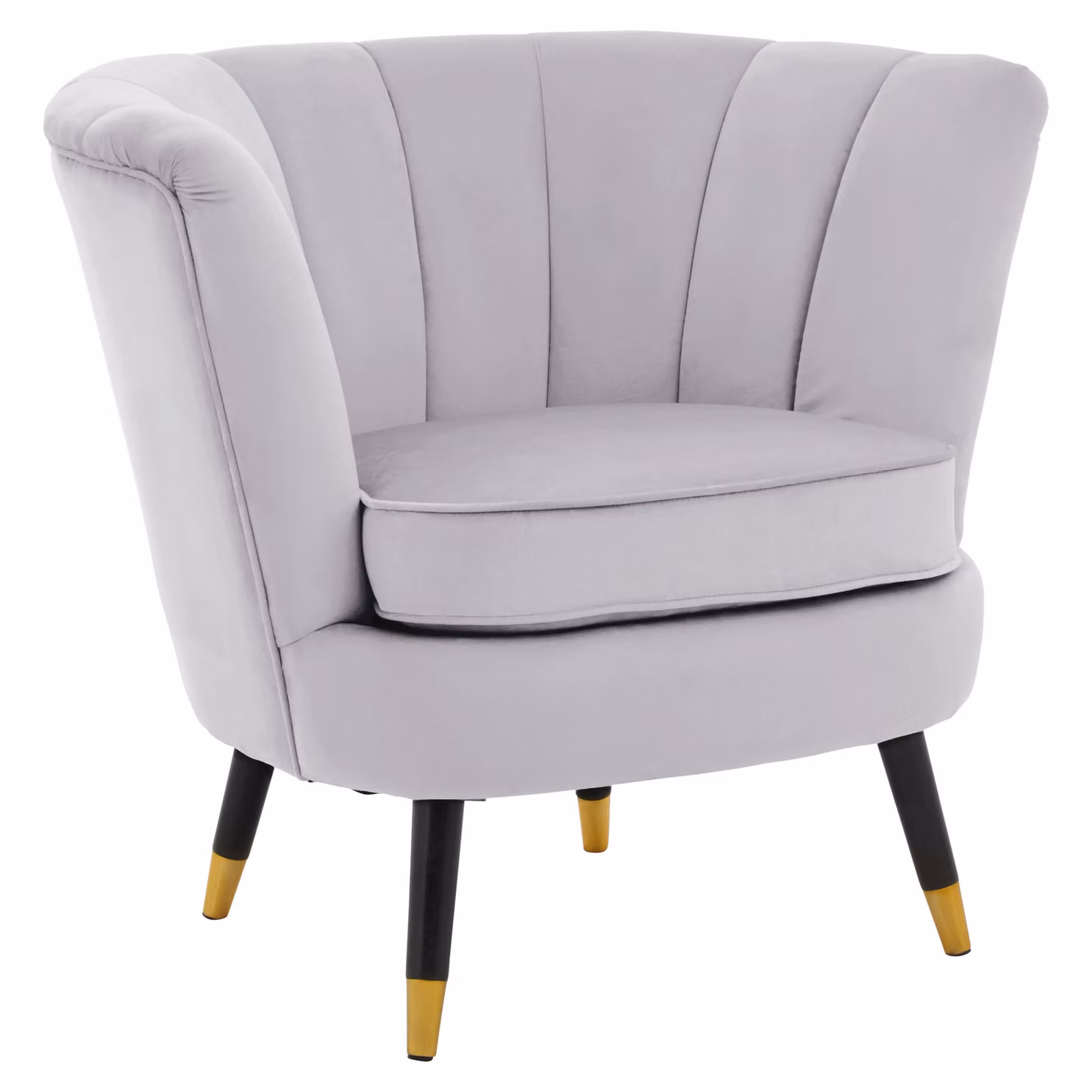 Orsina Loretta Grey Velvet Accent Chair with Black Wood and Gold Finish Legs – 2
