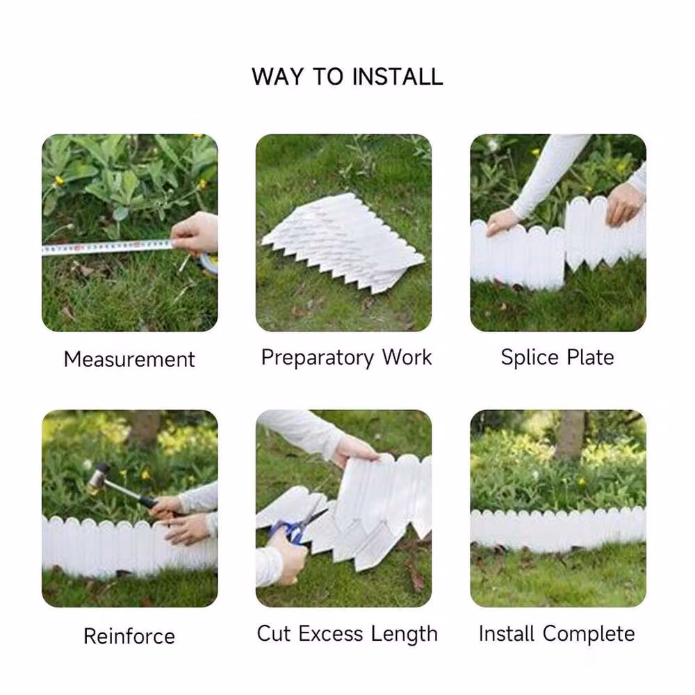 FLAVORA White Plastic Garden Wall Border Edging Picket, 10 Pieces – 3