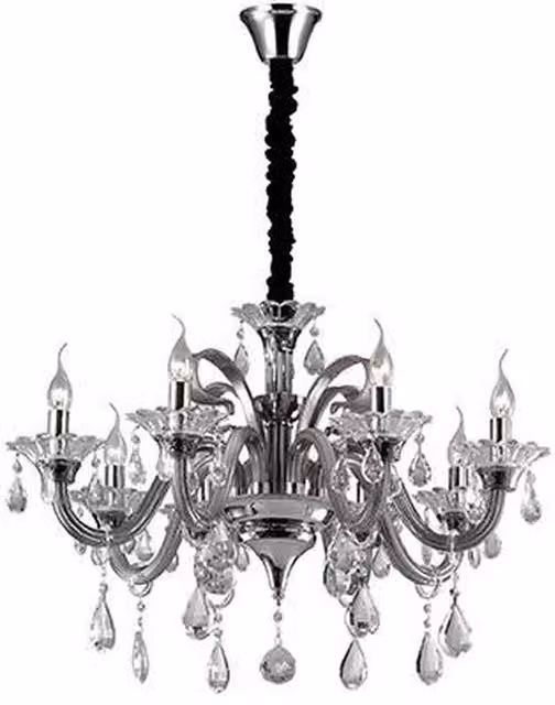 Ideal Lux Colossal 8 Light Chandelier in Grey and Silver with Glass and Crystal Details, E14