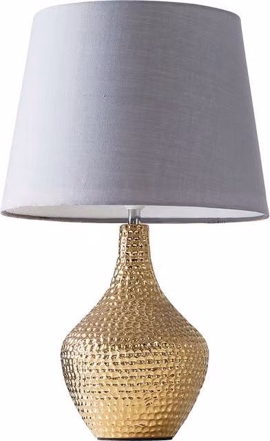 Bailey Textured Ceramic Table Lamp in Grey and Gold/Brass