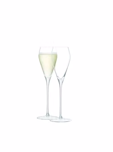 LSA International Transparent Champagne Flute Prosecco Glasses, Set of 2, 250 ml