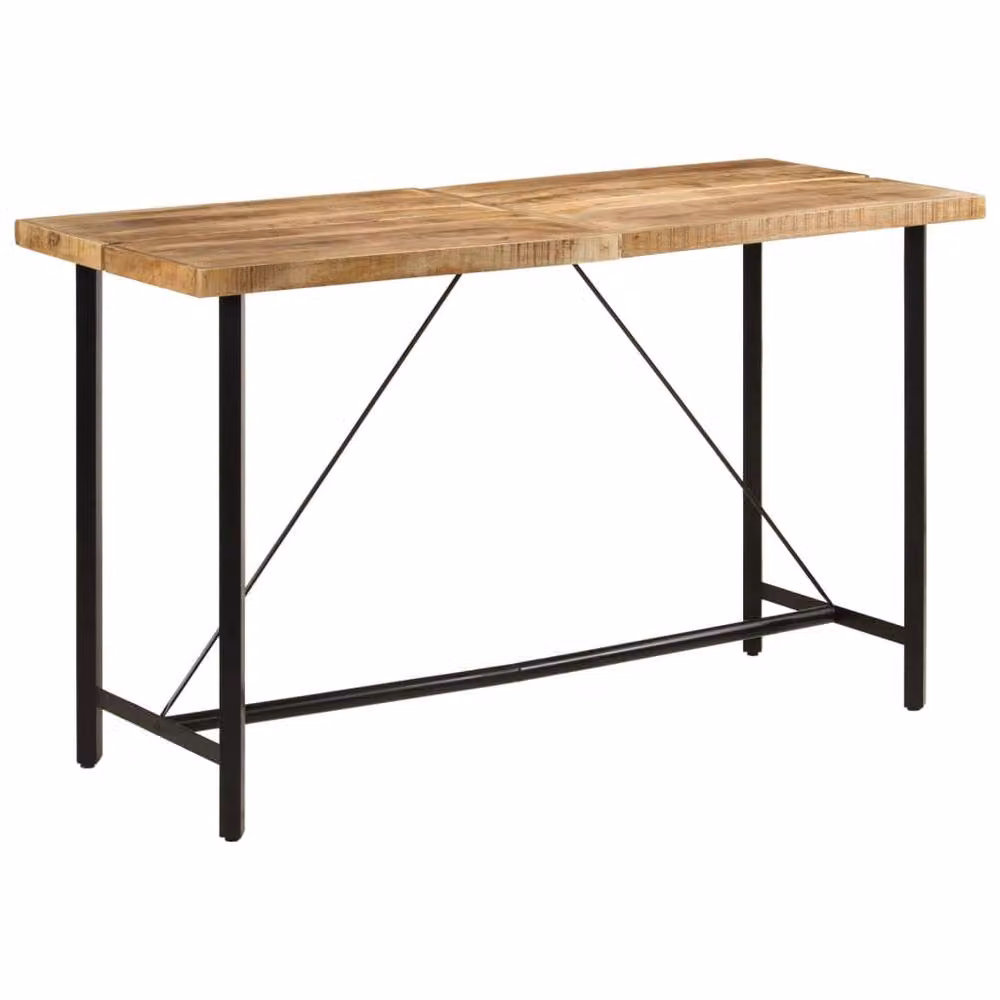 Berkfield Home Beautiful Bar Table in Brown Solid Mango Wood and Iron, W/D/H: 180 x 70 x 107 cm – 2