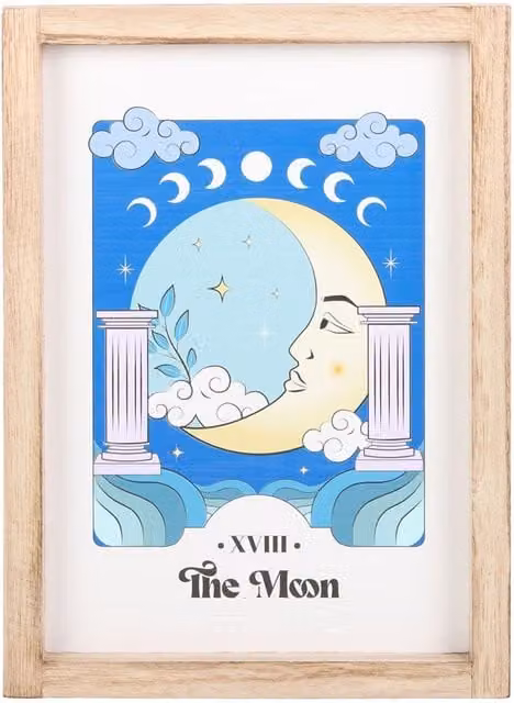 Something Different Celestial The Moon Framed Art Print in Blue and White