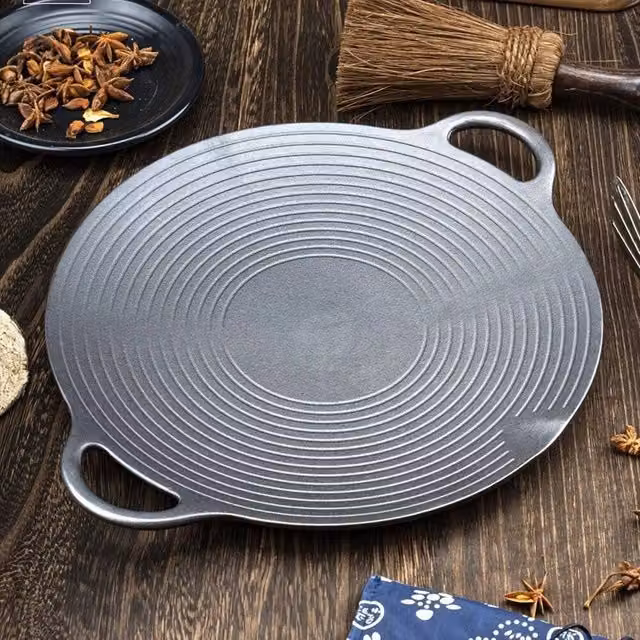 PAWNORA Uncoated Cast Iron Grill Pan in Grey, W: 37 cm, D: 30 cm, H: 2 cm – 1