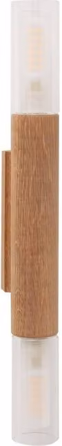 Netlighting Madera Up & Down Wall Lamp in Brown Wood and Transparent Glass with 2x G9 – 2