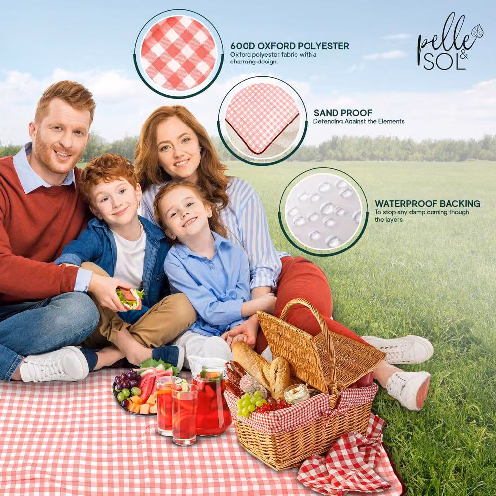 Pelle & Sol Foldable Waterproof Picnic Blanket in Blue and Red – 2
