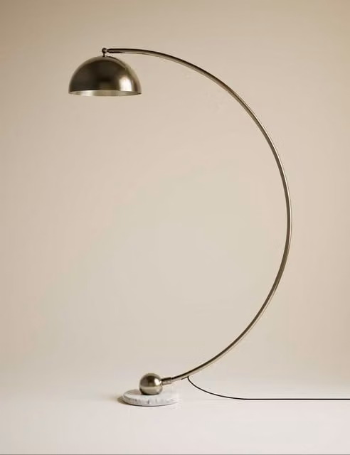 M&S Arc Curved Floor Lamp in Gold/Brass
