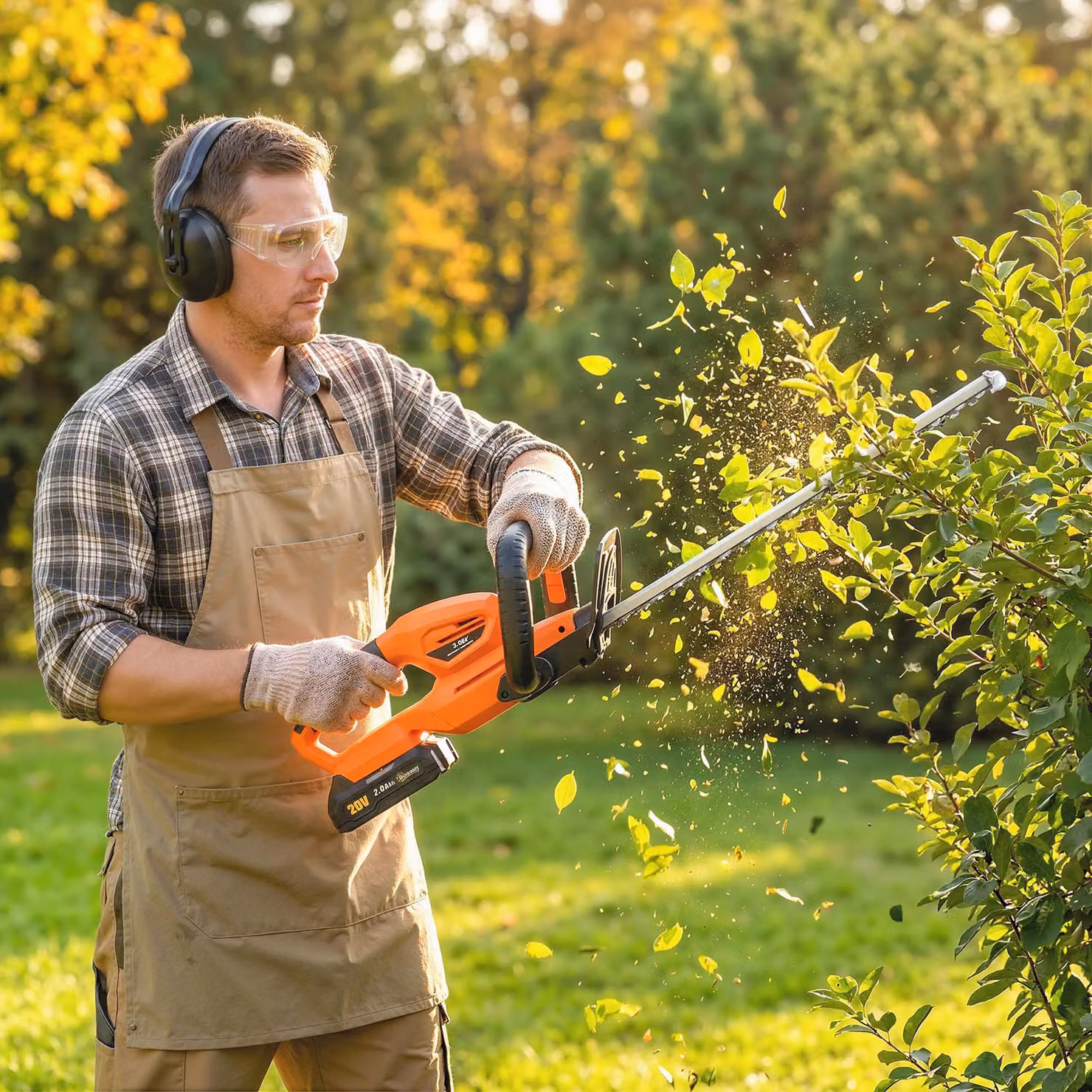 Outsunny 18V Cordless Hedge Trimmer with 51cm Dual Action Steel Blade and 2000mAh Rechargeable Battery, Orange – 2