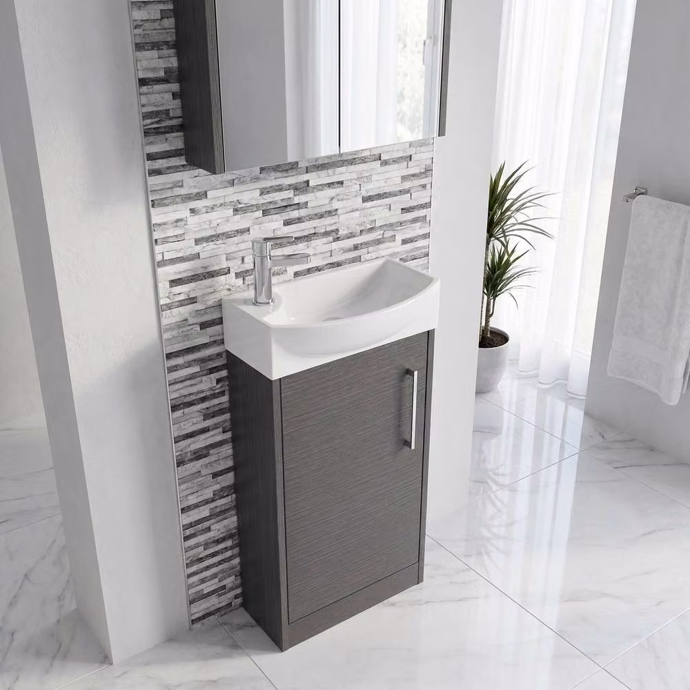 Balterley Winshill Right-Hand 1 Door Cloakroom Vanity Basin Unit, Grey – 2
