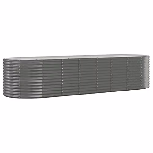 vidaXL Grey Galvanised Steel Garden Raised Bed W/D/H: 322 x 100 x 68 cm