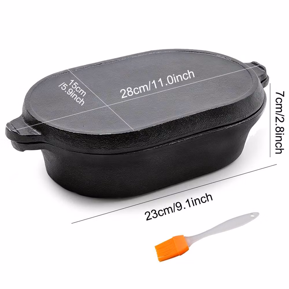 Ventryn Pre-Seasoned Cast Iron Dutch Oven Casserole Pot and Skillet Set in Black – 2