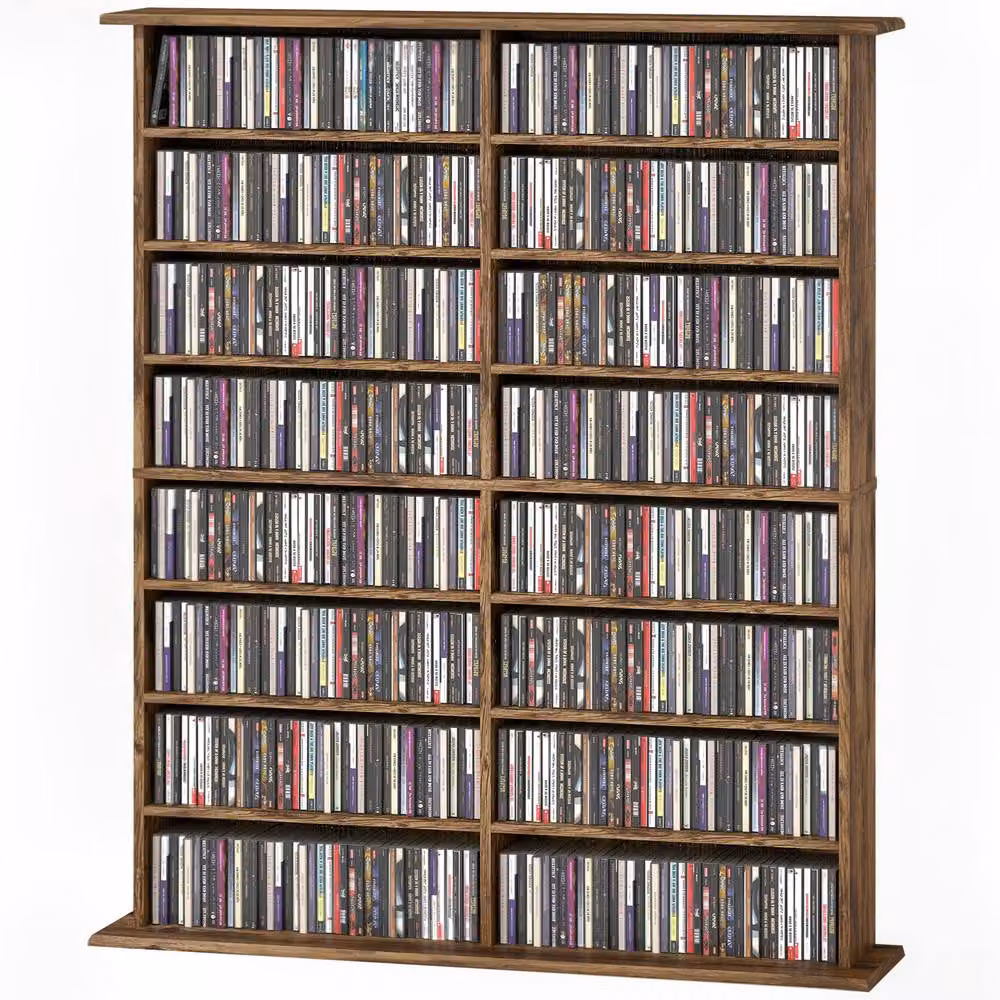 STILVORA CD Storage Tower with 12 Adjustable Shelves in Brown – 4