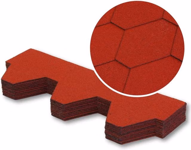 NOVECRAFTO 25 Piece Red Hexagonal Asphalt Roof Shingles with Fibreglass