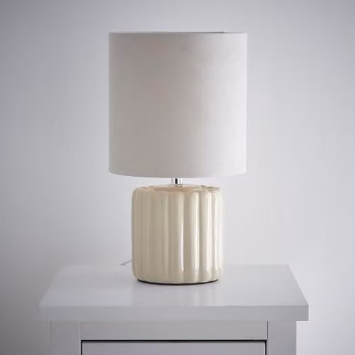 K LIVING Zoe Beige Ceramic Table Lamp with Fabric Shade H 40.0 cm x W 32.0 cm x D 12.0 cm