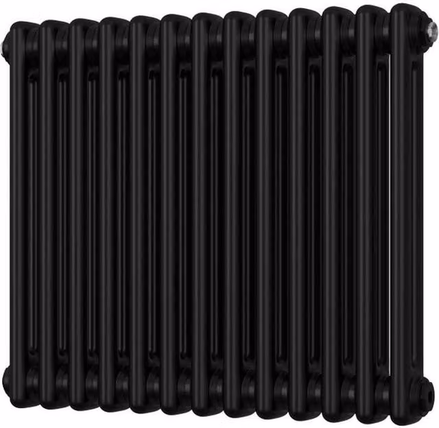 Alpha 2 Column Radiator in Black, H 180 cm x W 59.2 cm x D 5 cm