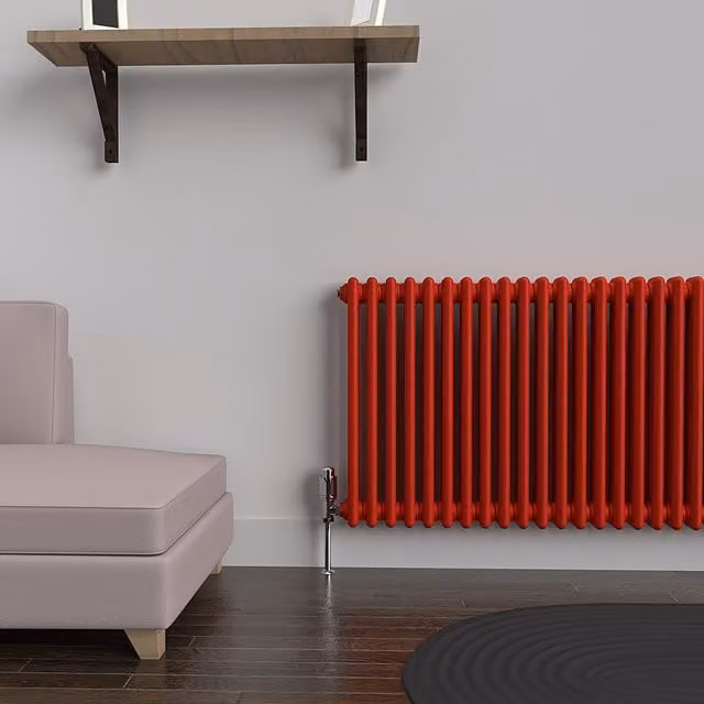 Lux Heat Horizontal Column Radiator in Poppy Red, 2 Column, W/H: 60 x 137 cm