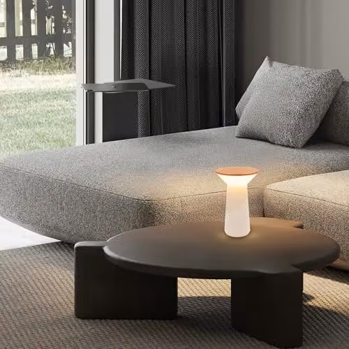 Briloner Pilia Rechargeable LED Table Lamp with Stepless Touch Dimmer, IP44, Warm White, H 24 cm x W 15 cm x D 15 cm, Warm Grey Coffee – 5