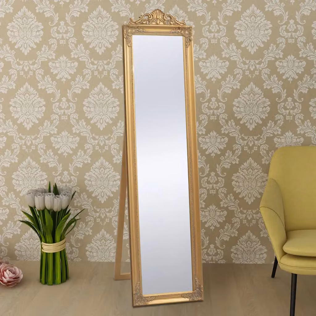 Berkfield Home Baroque Style Free-Standing Rectangular Mirror in Gold, H 160 cm x W 40 cm – 2