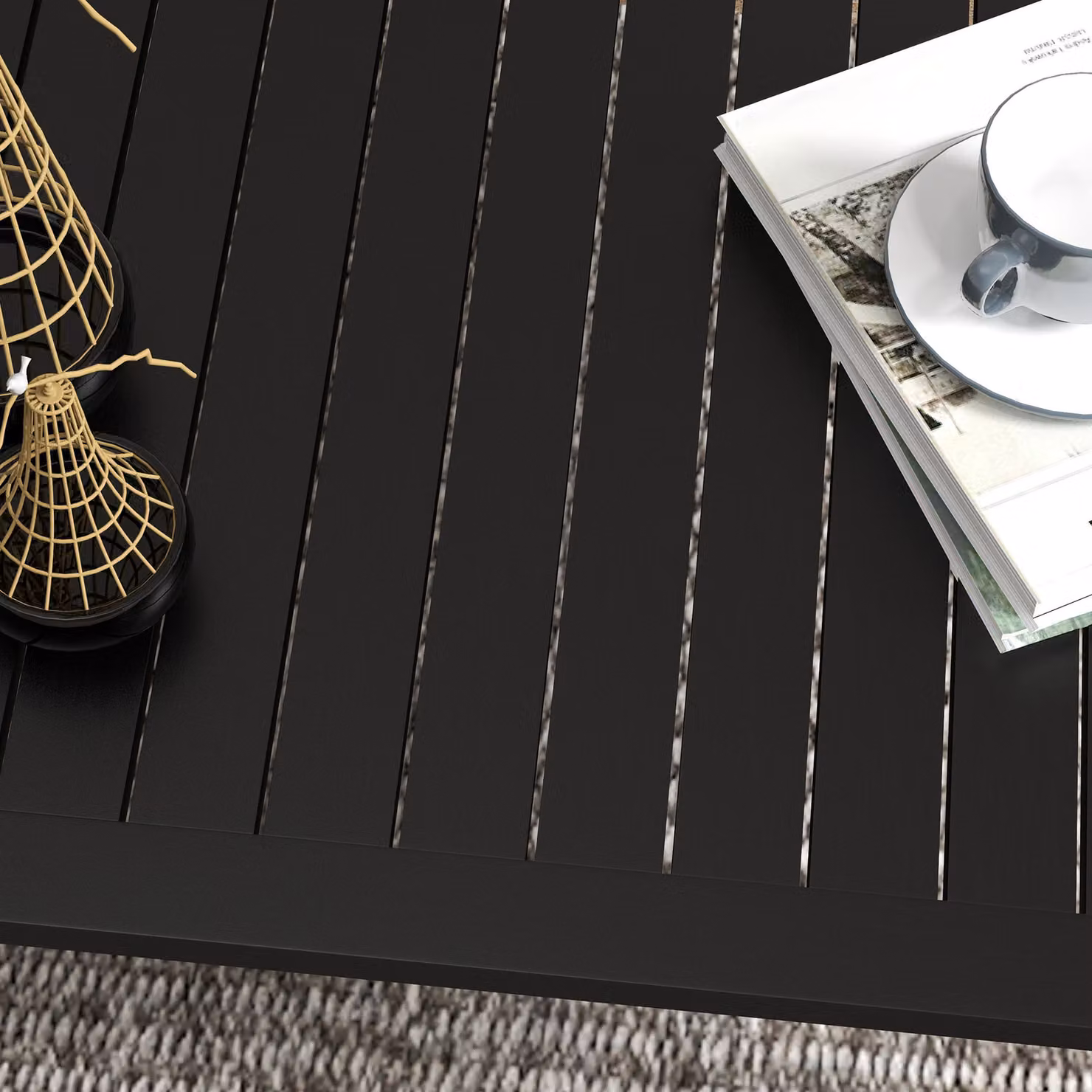 Outsunny Modern Rectangular Powder Coated Aluminium Outdoor Coffee Table, Black, W: 100 cm, D: 60 cm, H: 50 cm – 5