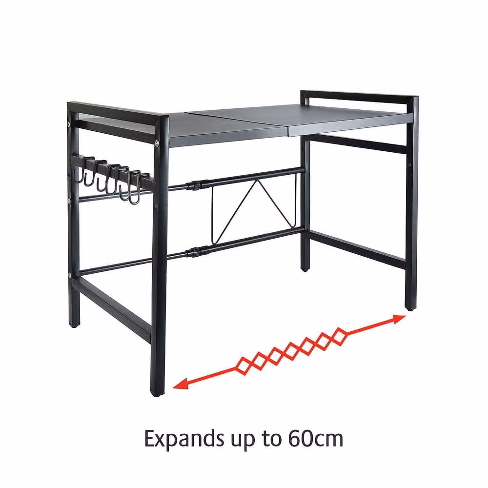 Basilico Expandable Microwave Shelf with Adjustable Carbon Steel Frame in Black – 2