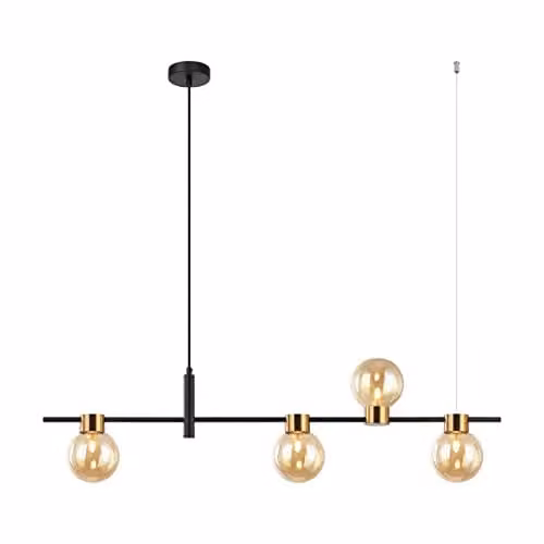 Netlighting Bletter Modern 4-Light Bar Pendant Ceiling Light in Black with Transparent Glass and G9 Bulbs – 1