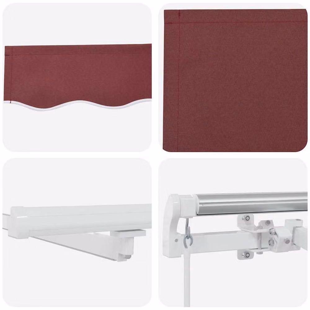 Berkfield Home Manual Retractable Folding Arm Awning with LED in Burgundy, W: 400 cm, D: 300 cm – 6