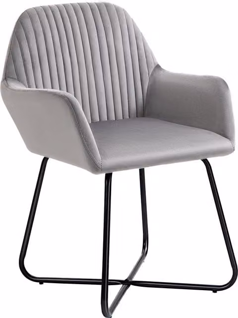 HOMCOM Modern Grey Velvet-Feel Upholstered Accent Armchair with Metal Frame