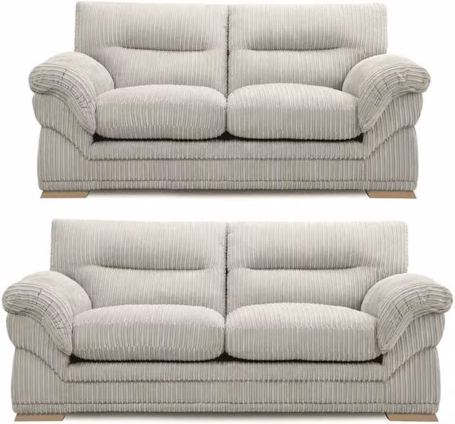 SOFASELECTION UK Amalfi Claude 3+2 Seater Sofa Set in Silver Grey Plush Fabric