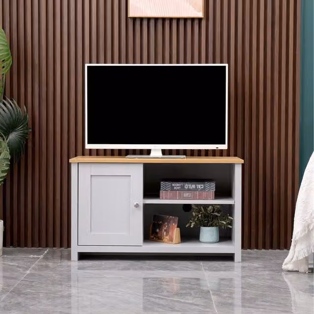 HMD Scandinavian Wooden TV Stand Unit in Grey and White