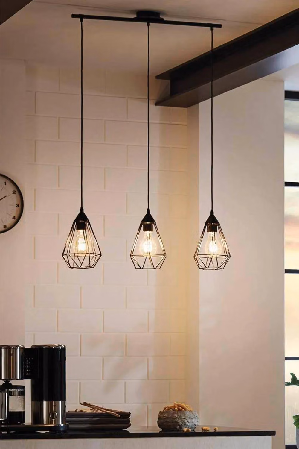 Eglo Tarbes 3-Light Black Metal Geometric Pendant Light – 3