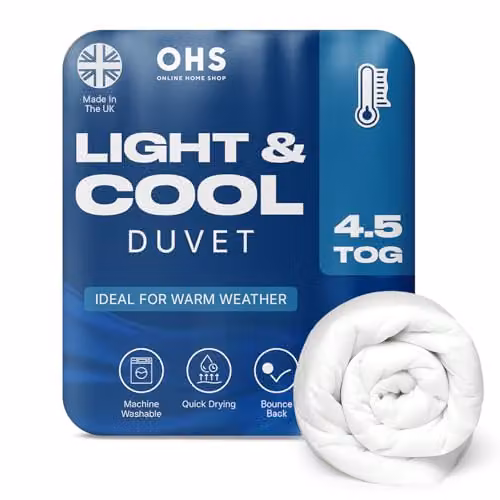 Brentfords 4.5 Tog Summer Duvet, White, W/D/H: 200 x 200 cm – 1