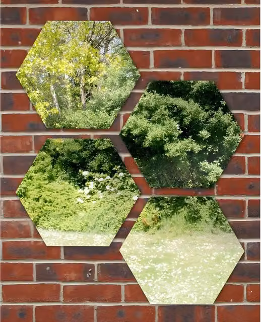 Primrose Hexagonal Geometric Acrylic Outdoor Wall Mounted Mirror in Silver