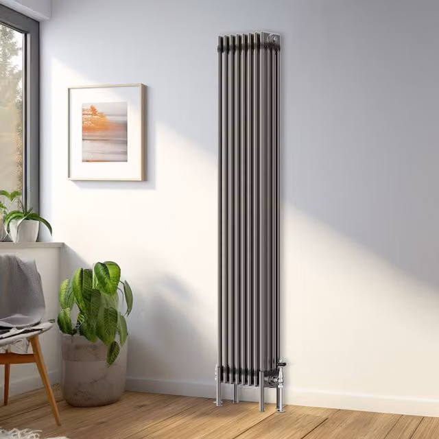 Right Radiators Traditional Raw Metal 4 Column Vertical Radiator, Height: 180 cm, Width: 38 cm