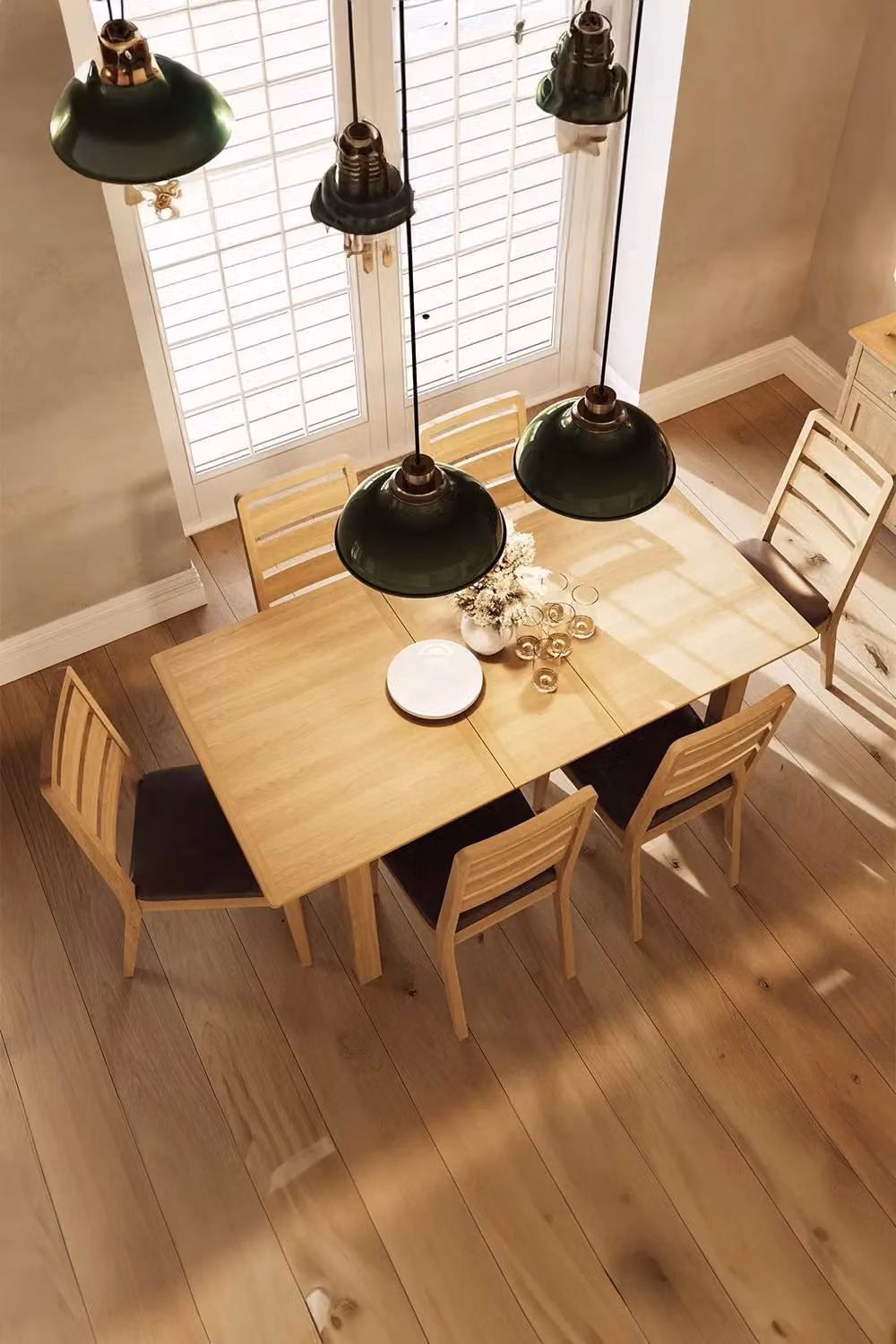 FWStyle Natural Oak Extending Dining Table in Brown – 2