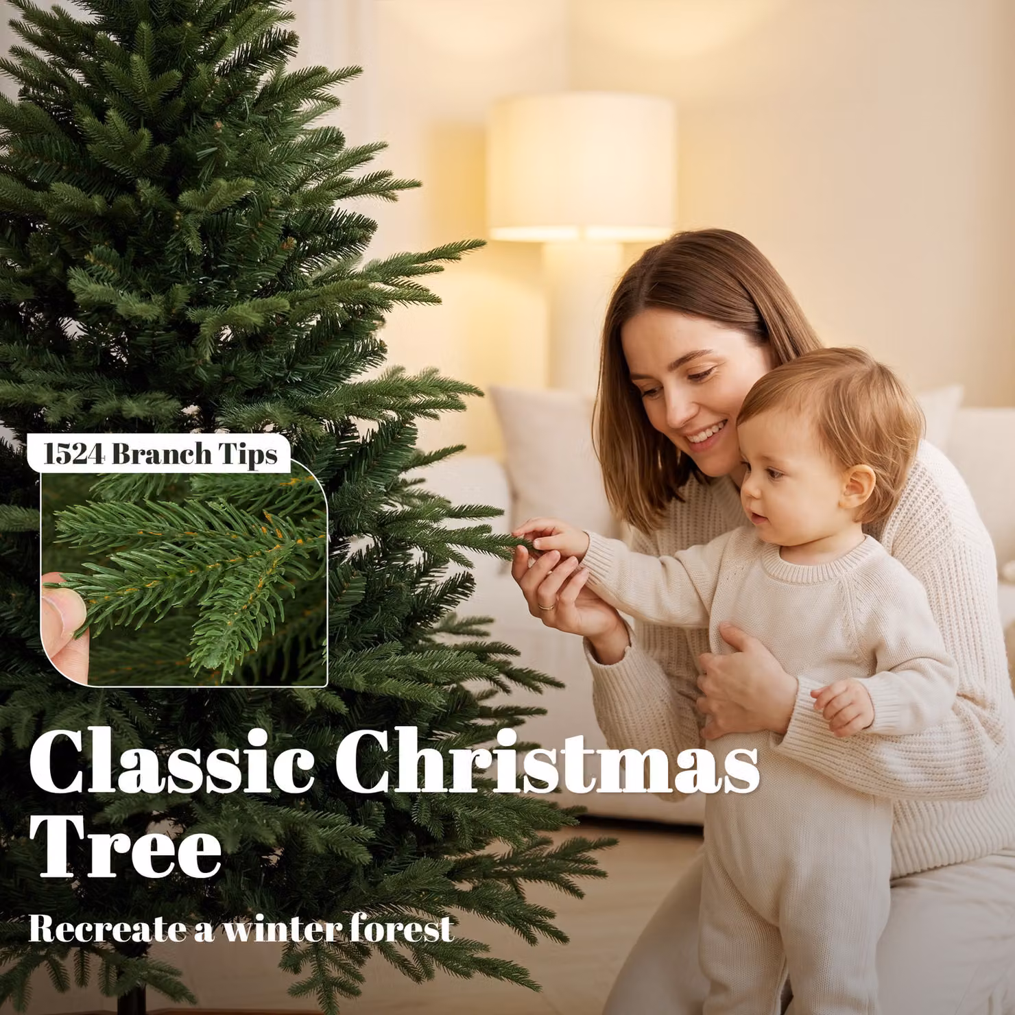 HOMCOM 150cm Green Artificial Christmas Tree with Solid Pine Wood Stand – 4