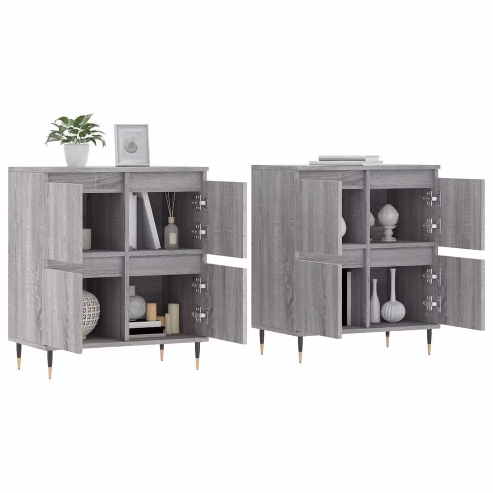 Berkfield Home Set of 2 Grey Sonoma Sideboards in Matt MDF – 3