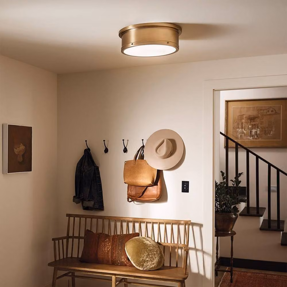 Netlighting Serca Large Flush Ceiling Light in Brushed Natural Brass and Gold – 2