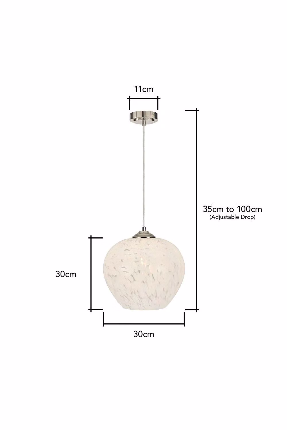 BHS Lighting Agnes Modern Suspended Pendant Ceiling Light in Silver and White with Glass – 3