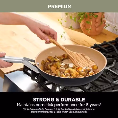 Ninja Extended Life 20cm Ceramic Non-Stick Frying Pan, Terracotta and Grey – 3