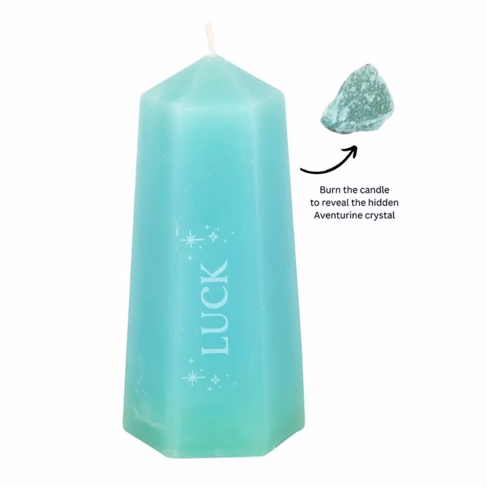 Uniqueful Luck Crystal Pillar Candle with Rough Green Aventurine, Green – 2