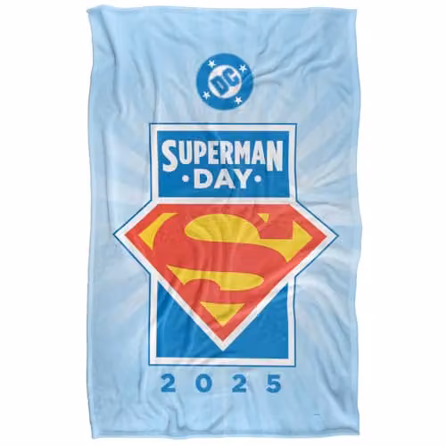 Warner Bros. Superman Day 2025 Logo Silky Touch Super Soft Fleece Throw Blanket, Blue, W/D/H: 91 x 147 cm