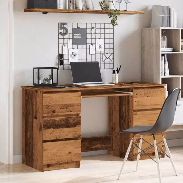 Berkfield Home Decorative Writing Desk in Brown Old Wood, W/D/H: 140 x 50 x 77 cm – 1