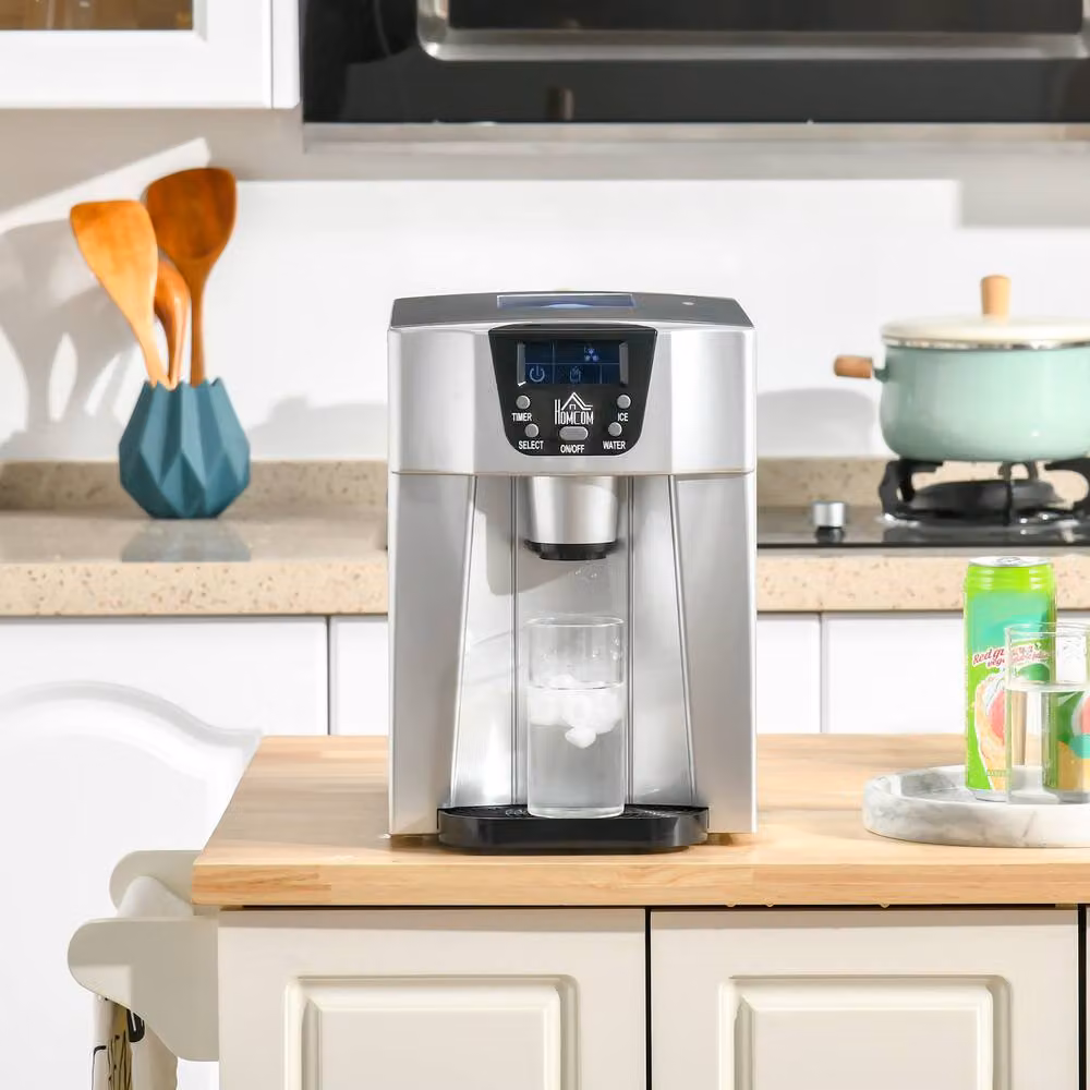 STILVORA Ice Maker with Water Dispenser, Digital Display and Timer in Silver Stainless Steel – 3