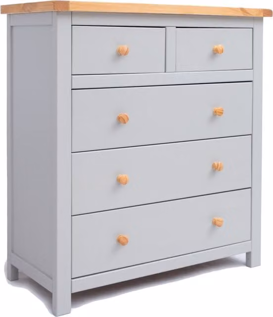 Cabinet Bits Argenta 2 over 3 Drawer Chest in Grey and Wood Pine