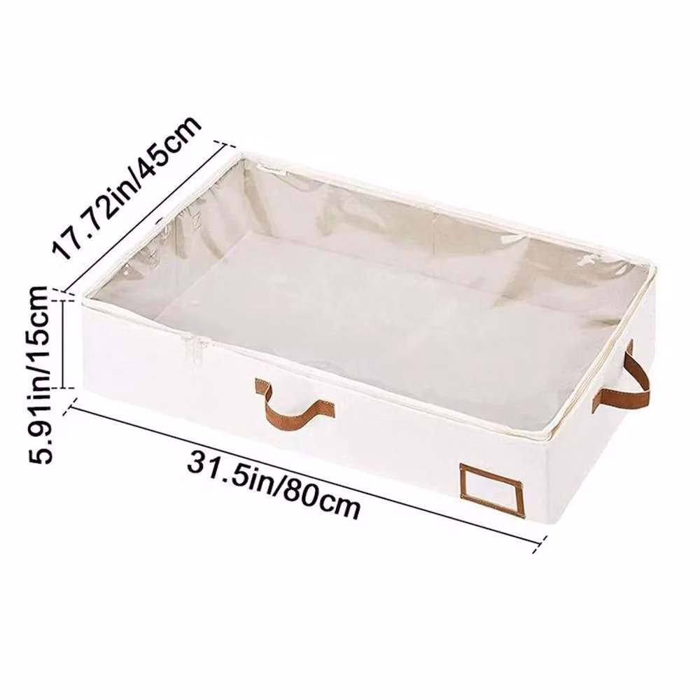 EONLION Foldable Underbed Storage Bag with Handles in White, W/D/H: 50 x 50 x 15 cm – 2