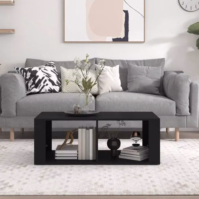 Berkfield Home Modern Rectangular Coffee Table in Black, W/D/H: 100 x 50 x 36 cm