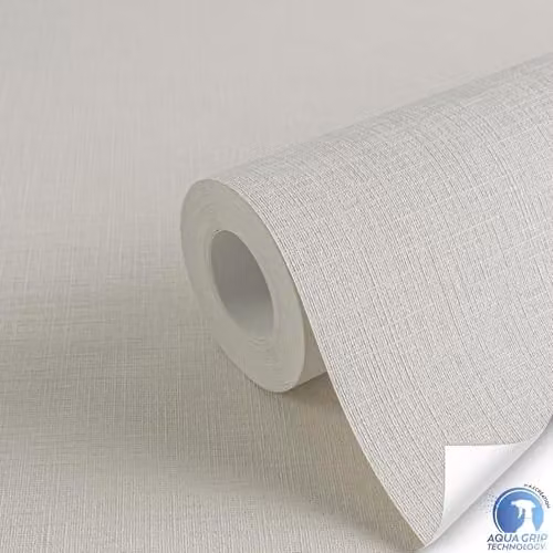 Livingwalls DESIGNDROP Pre-pasted Non-Woven Plain Wallpaper in Light Grey and White, W: 0.53 m, L: 10.05 m – 2