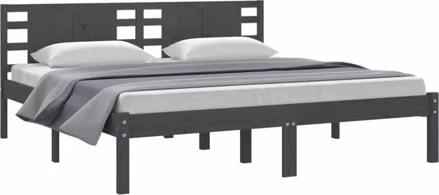 Berkfield Home Beautiful Bed Frame in Grey Solid Pine, W/D/H: 200 x 100 x 206 cm – 1