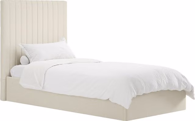 LPD Home Berlin Tall Headboard Ottoman Bed in Milk, Single, W/D/H: 90 x 200 cm