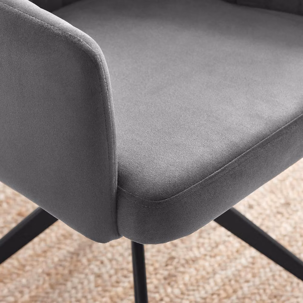 FurnitureboxUK Set of 2 Calla Grey Velvet Swivel Dining Chairs – 3